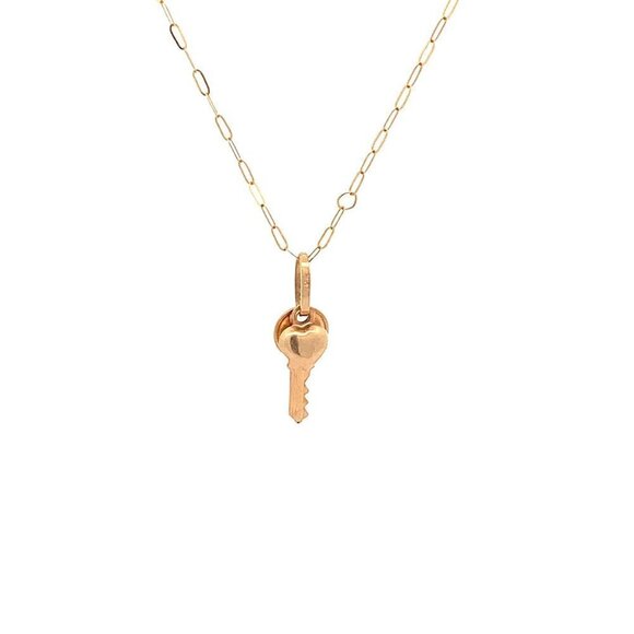 18K Yellow Gold Necklace Chain 18 inches Heart Pendant 1.53 grams